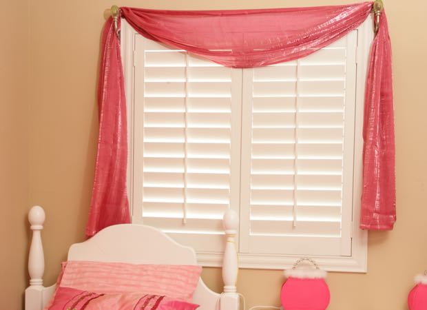 Plantation shutters in a kid's bedroom